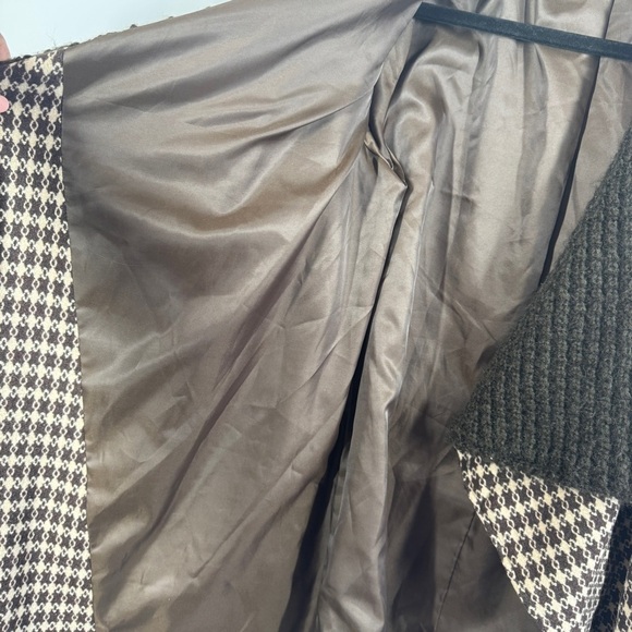 Vintage Stetson Brown Houndstooth Wool Blend Knit Collar Belted Coat Size S - Picture 6 of 14